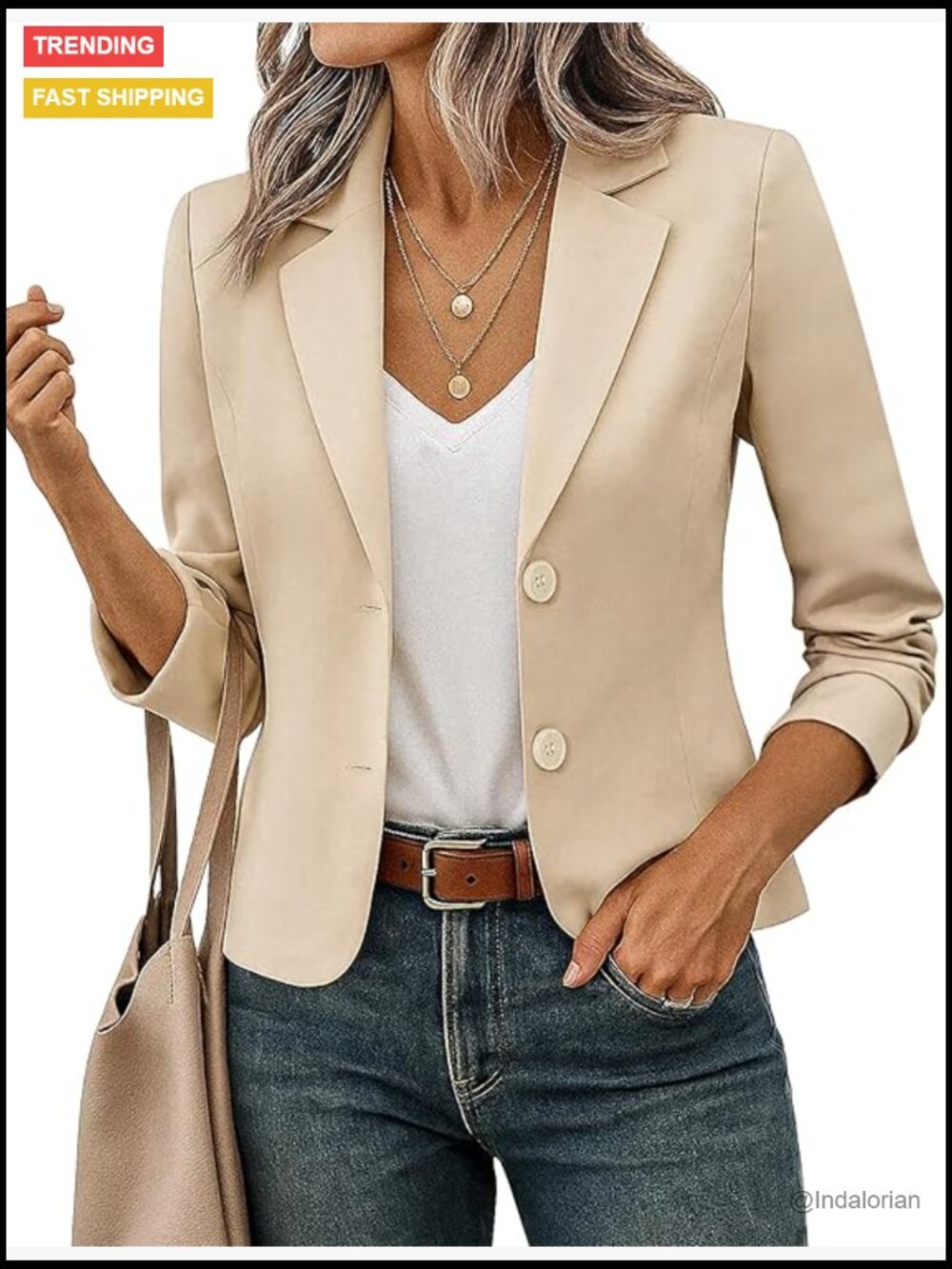 Cropped Blazer Lapel Collar Long Sleeve Work Office Suit Jacket Fully Lined
